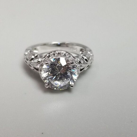 Vintage Sterling Silver Sparkling Round Rhinestone Ring, Size 5 Band, Estate - Picture 1 of 12